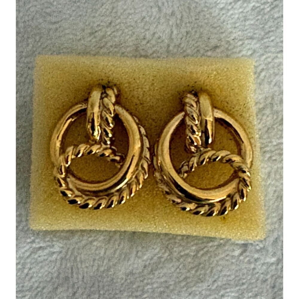 Vintage Gold-Tone Double Hoop Door Knocker Earrings